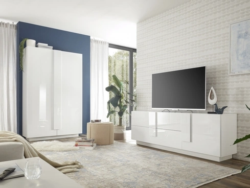 Mobile Porta Tv Jupiter in laccato Bianco lucido di LC Mobili