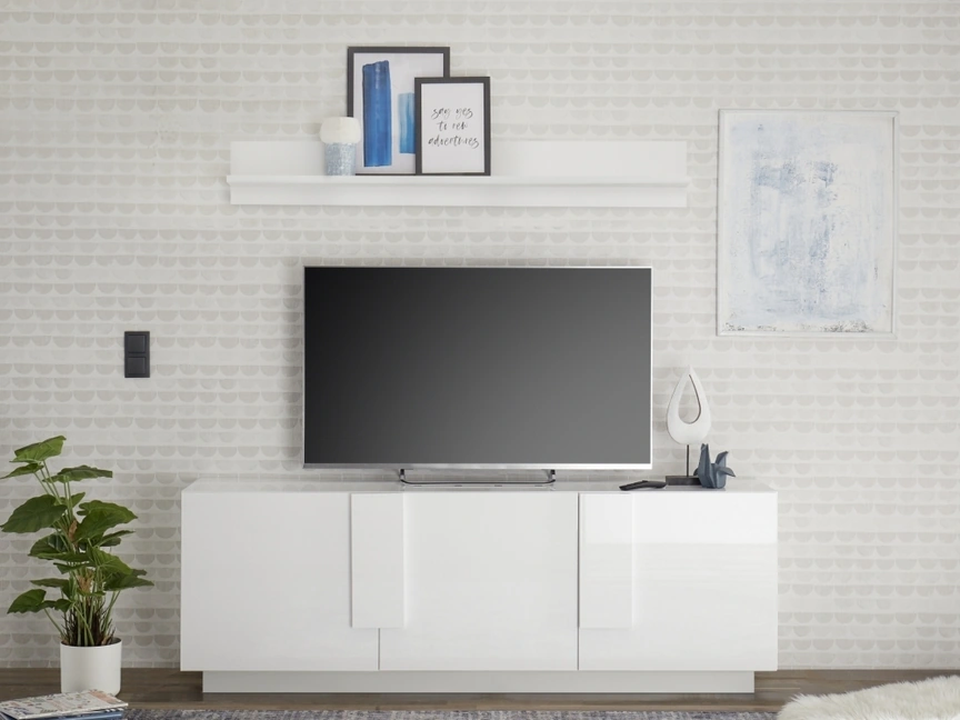 Mobile Porta Tv Jupiter in laccato Bianco lucido di LC Mobili