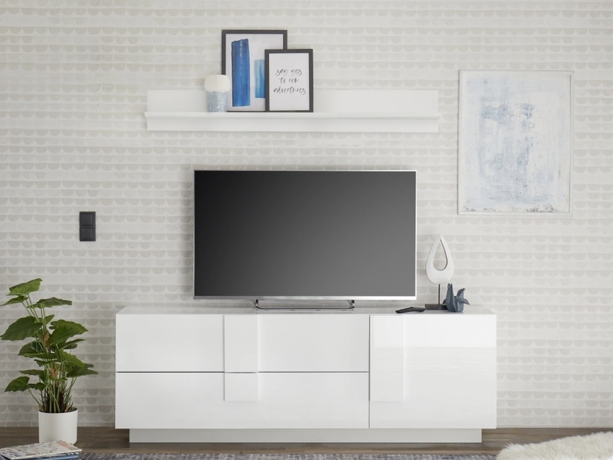 Mobile Porta Tv Jupiter in laccato Bianco lucido di LC Mobili