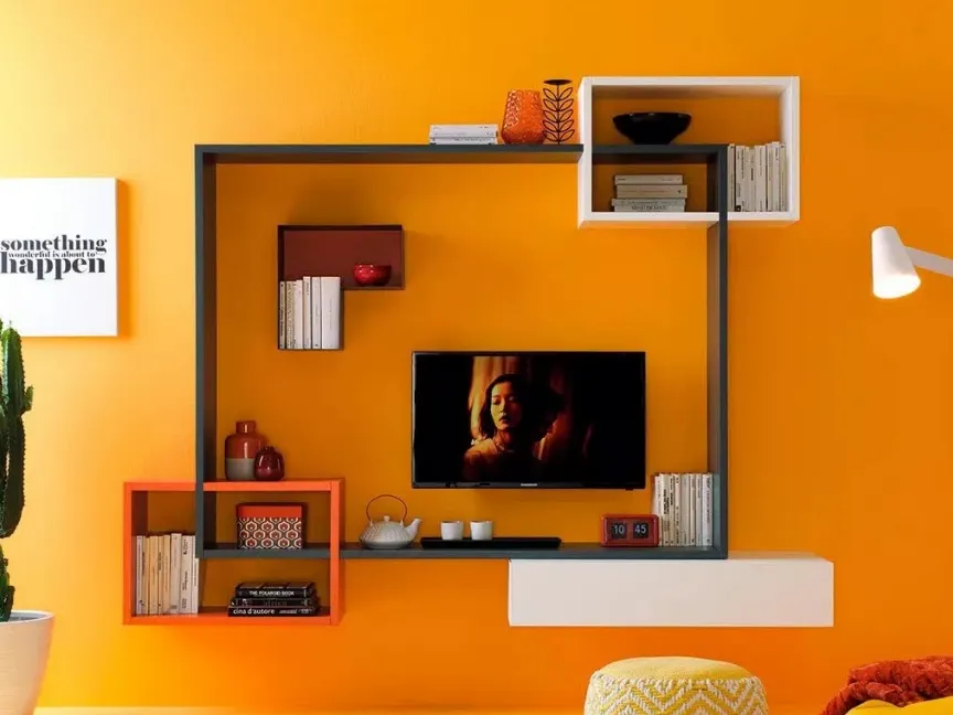 Parete attrezzata di design sospesa LV109 di Moretti Compact