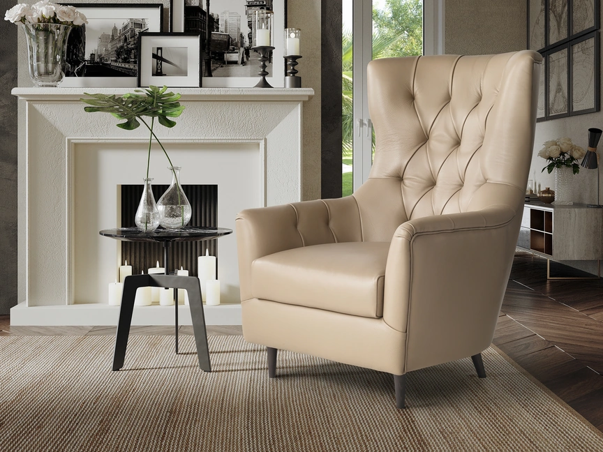 Poltrona classica in pelle Antonio di Afosofà