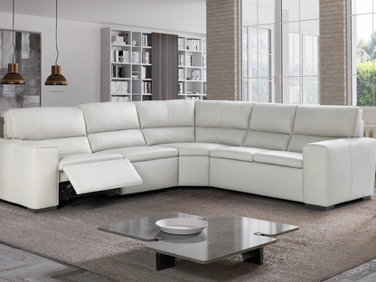 Divano angolare in pelle con meccanismo relax Cubo di Afosofà