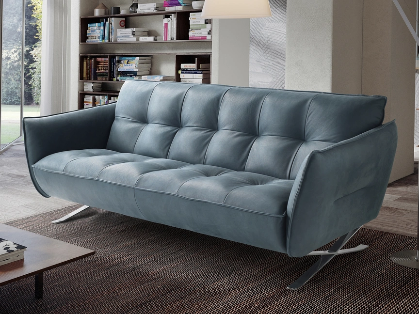 Divano di design in pelle imbottito e trapuntato Seville di Afosofà