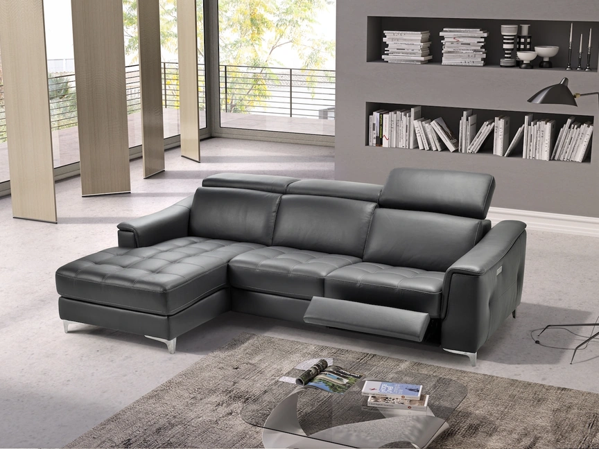 Divano in pelle con penisola e meccanismo relax Star di Afosofà