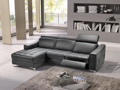 Divano in pelle con penisola e meccanismo relax Star di Afosofà
