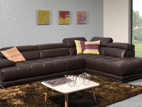 Divano angolare in pelle con poggiatesta regolabile Vivaldi di Afosofà