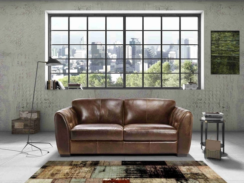 Divano lineare in pelle Brooklyn di Afosofà