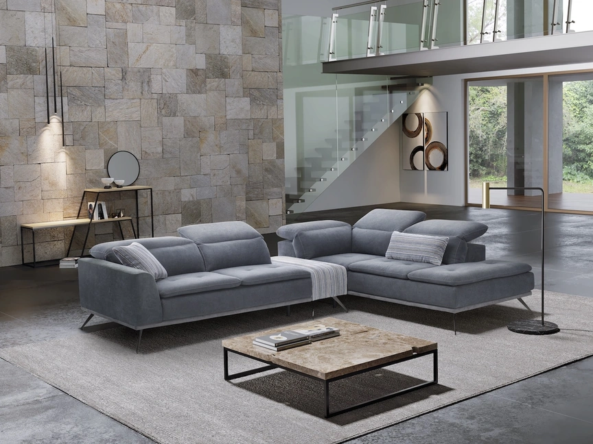 Divano angolare in tessuto con poggiatesta regolabile Monnalisa di Afosofà