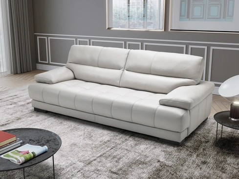 Divano lineare in pelle imbottito e trapuntato Orlando di Afosofà