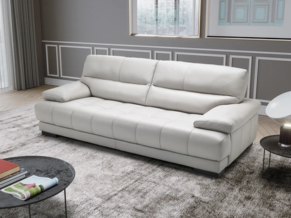 Divano lineare in pelle imbottito e trapuntato Orlando di Afosofà