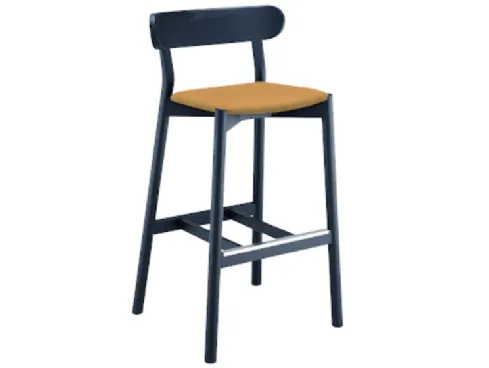 Sgabello con seduta rivestita in cuoio o cuoio toscano e struttura in legno Montera L CU di Midj