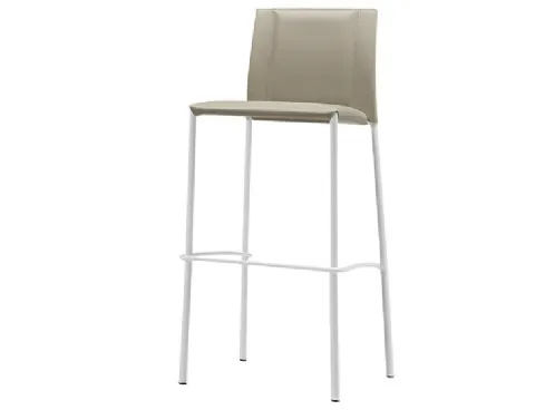 Sgabello in cuoio con struttura in metallo verniciato Silvy M CU di Midj
