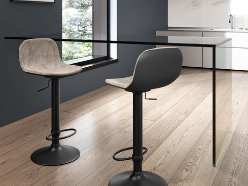 Sgabello Teo in microfibra imbottita di Stones