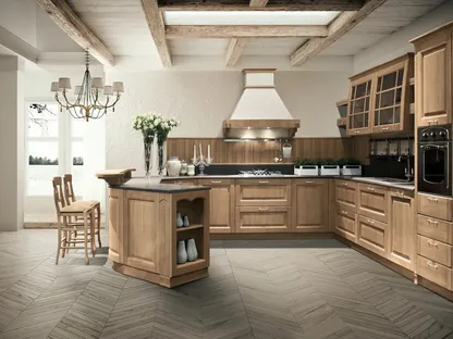 Cucina Classica con penisola Bolgheri 08 in Rovere Natura di Stosa