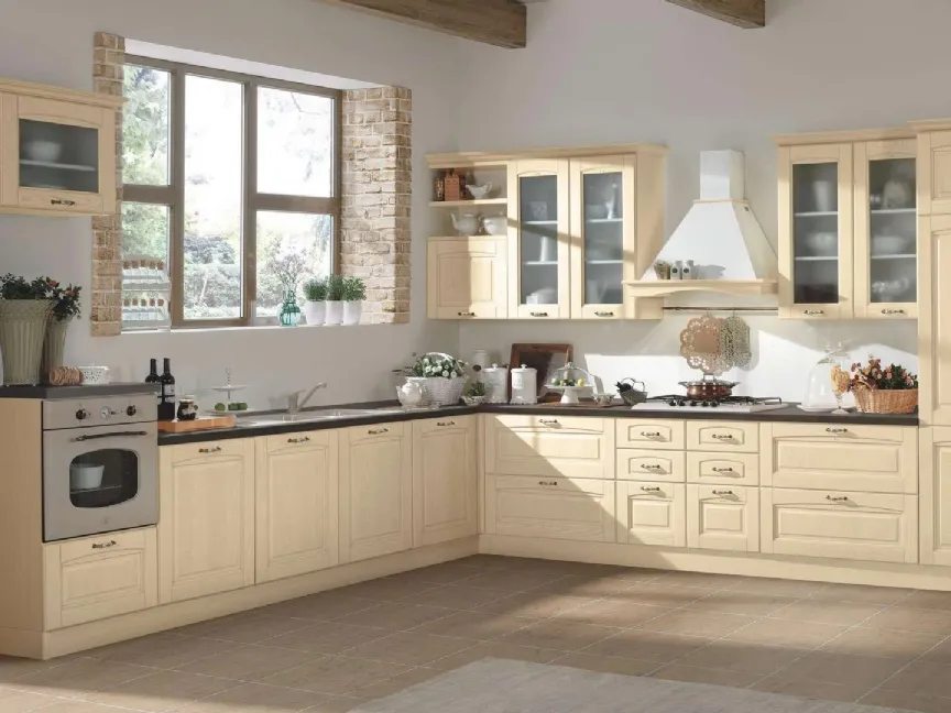 Cucina Classica Bea in legno laccato Panna di Net Cucine