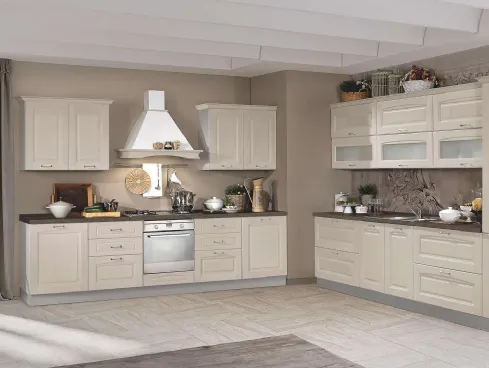 Cucina Classica lineare Bea in legno laccato Tortora di Net Cucine
