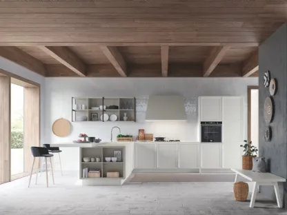 Cucina Classica Tosca v3 in Frassino laccato Bianco Alba di Stosa