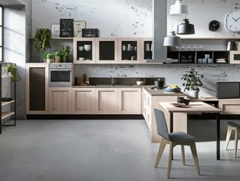 Cucina Moderna angolare con penisola Amalia in Rovere Sand di Ciao Cucine
