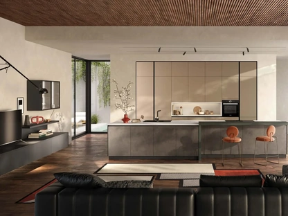 Cucina Moderna con isola Diamante in vetro e gres di Ciao Cucine