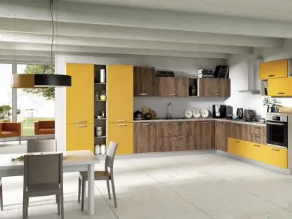 Cucina Moderna angolare Cloe 05 Rovere Tabacco e Senape di Net Cucine