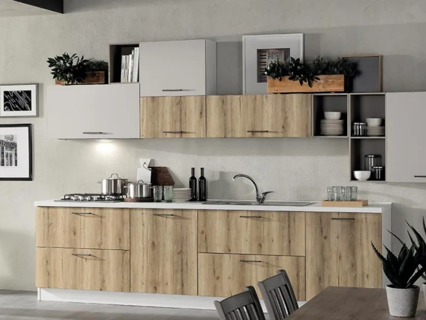 Cucina Moderna Cloe 08 Rovere Miele e Sabbia Opaco di Net Cucine