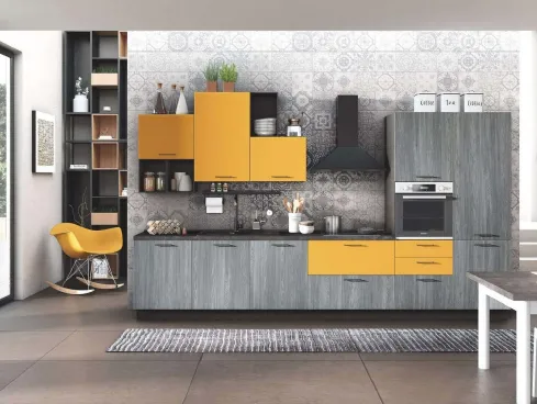 Cucina Moderna Cloe 10 Rovere Smoky e Senape Opaco di Net Cucine