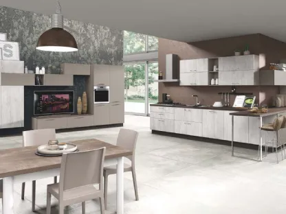 Cucina Moderna Cloe 01 Stone Grey Opaco e Rovere Bianco di Net Cucine