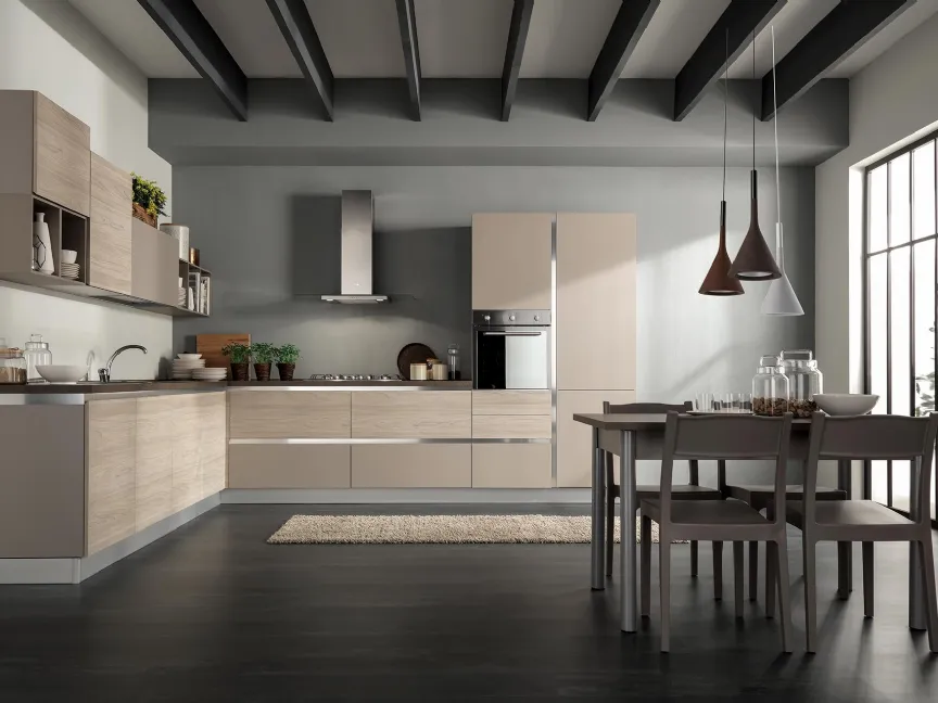 Cucina Moderna Delizia 04 Olmo Grigio e Tortora Opaco di Net Cucine