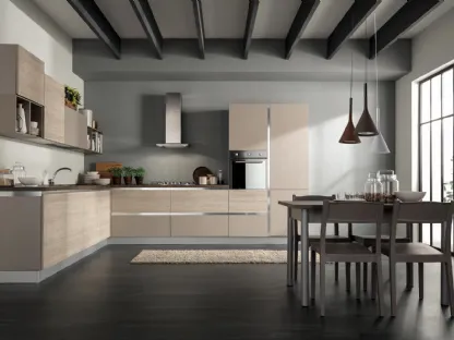 Cucina Moderna Delizia 04 Olmo Grigio e Tortora Opaco di Net Cucine