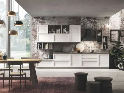 Cucina Moderna ad angolo Elsa 05 in legno laccato finitura Camelia di Net Cucine