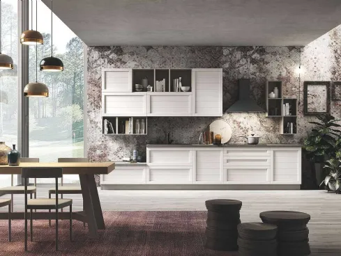 Cucina Moderna lineare in legno Elsa Camelia di Net Cucine