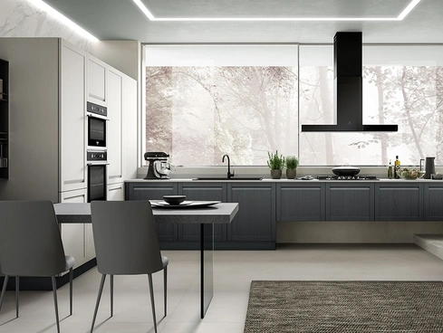 Cucina Moderna con penisola Incanto frassino ardesia e madreperla di Mobilturi