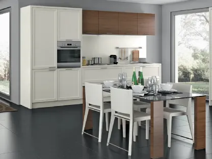 Cucina Moderna lineare Melograno in legno laccato opaco composizione 4 di Le Fablier