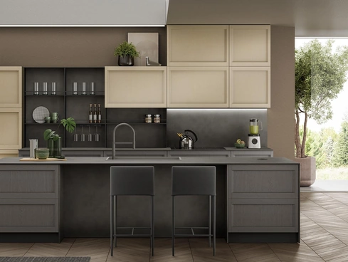Cucina Moderna con isola Lea finitura grigio e avena di Mobilturi