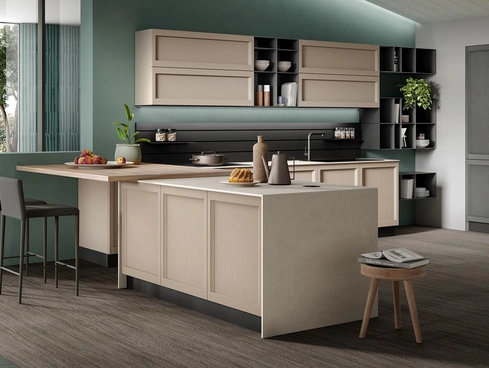 Cucina Moderna con penisola Lea finitura canapa e ardesia di Mobilturi