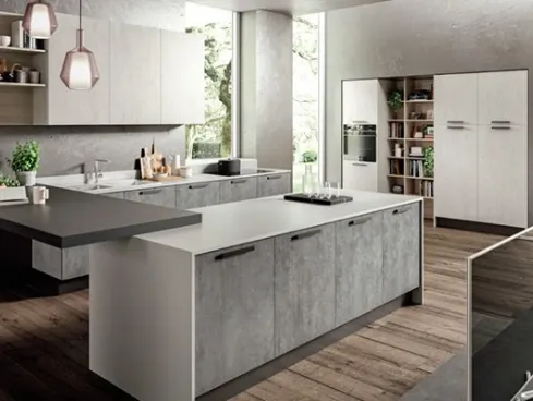 Cucina in legno e laminato con tavolo in legno Marilyn 02 di Ciao Cucine