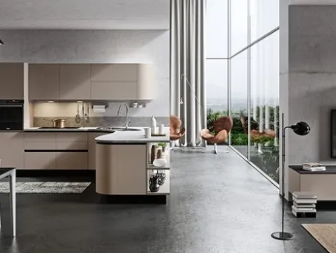Cucina in laccato opaco con penisola ad angolo stondato Melania 02 di Ciao Cucine