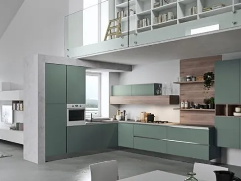 Cucina in legno e laccato opaco verde Melania 04 di Ciao Cucine