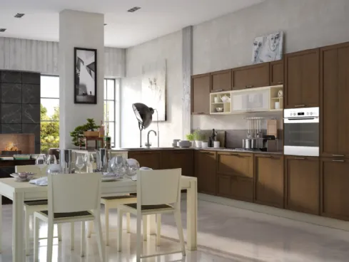 Cucina Moderna lineare in legno Melograno composizione 7 di Le Fablier
