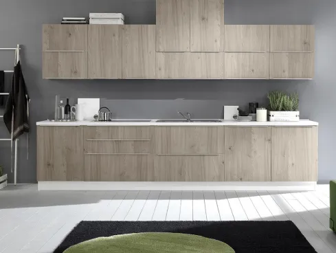 Cucina Moderna lineare Mia Rovere Grigio di Net Cucine
