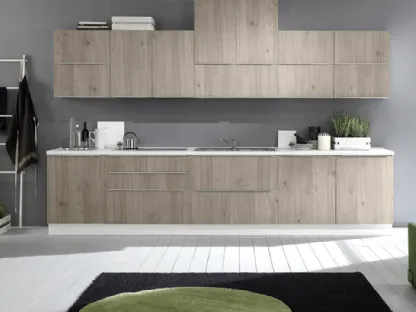 Cucina Moderna lineare Mia 03 Rovere Grigio di Net Cucine