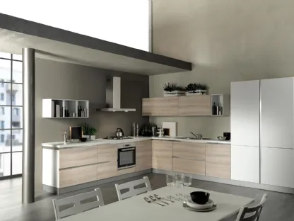 Cucina Moderna Delizia 05 Frassino Crema e Bianco Opaco di Net Cucine