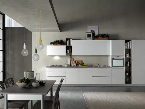 Cucina Moderna Delizia 01 Rovere Ghiaccio e Bianco Opaco di Net Cucine