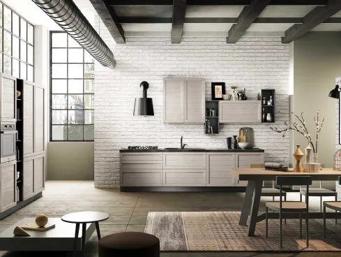 Cucina lineare Moderna in legno Elsa Canapa di Net Cucine