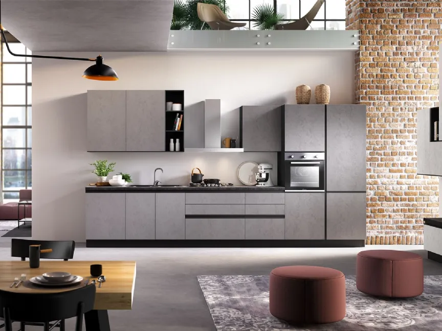 Cucina Moderna Zoe 04 Ardesia e Ghiaccio Cemento di Net Cucine