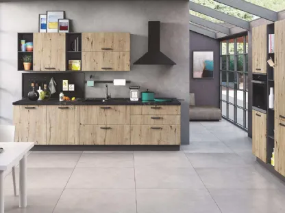 Cucina Moderna New Smart 05 Legno Nodato di Net Cucine