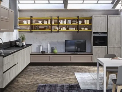 Cucina in legno e laccato tortora Tamara 04 di Ciao Cucine