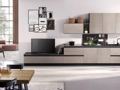 Cucina moderna Ambra impreziosita di elementi living - NETCUCINE