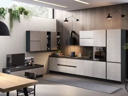 Cucina Moderna Zoe 01 Ghiaccio e Fango Cemento di Net Cucine