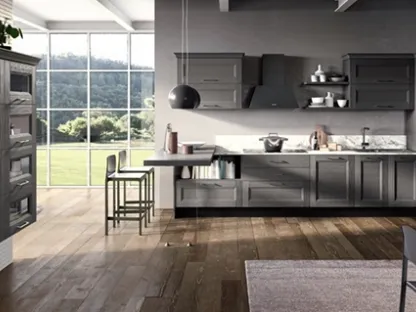 Cucina Shabby Chic lineare Caravaggio 02 in laccato Antracite con top finitura Palladio di Ciao Cucine